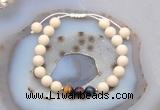 CGB6632 8mm round white fossil jasper & mixed tiger eye adjustable bracelets