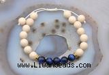 CGB6635 8mm round white fossil jasper & blue tiger eye adjustable bracelets