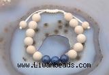 CGB6671 10mm round white fossil jasper & dumortierite adjustable bracelets