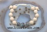 CGB6673 10mm round white fossil jasper & labradorite adjustable bracelets