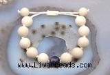 CGB6717 12mm round white fossil jasper & dogtooth amethyst adjustable bracelets