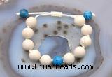 CGB6720 12mm round white fossil jasper & apatite adjustable bracelets