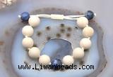 CGB6727 12mm round white fossil jasper & sodalite adjustable bracelets