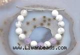 CGB6741 10mm round white howlite & lavender amethyst adjustable bracelets