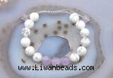 CGB6744 10mm round white howlite & lavender amethyst adjustable bracelets