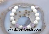 CGB6745 10mm round white howlite & lavender amethyst adjustable bracelets