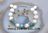 CGB6750 Hand-knotted 10mm round white howlite & apatite adjustable bracelets