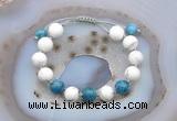 CGB6752 Hand-knotted 10mm round white howlite & apatite adjustable bracelets