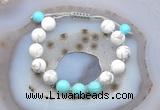 CGB6754 10mm round white howlite & blue howlite adjustable bracelets