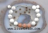 CGB6763 10mm round white howlite & moonstone adjustable bracelets