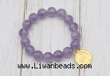 CGB6807 10mm, 12mm light amethyst beaded bracelet with alloy pendant