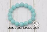 CGB6817 10mm, 12mm amazonite beaded bracelet with alloy pendant