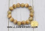 CGB6823 10mm, 12mm golden tiger eye beaded bracelet with alloy pendant