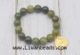 CGB6837 10mm, 12mm Canadian jade beaded bracelet with alloy pendant