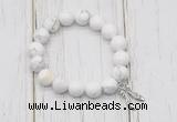 CGB6839 10mm, 12mm white howlite beaded bracelet with alloy pendant