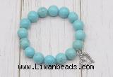 CGB6841 10mm, 12mm blue howlite turquoise beaded bracelet with alloy pendant