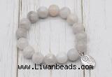 CGB6858 10mm, 12mm white crazy lace agate beaded bracelet with alloy pendant