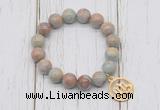 CGB6871 10mm, 12mm serpentine jasper beaded bracelet with alloy pendant