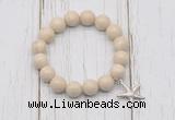 CGB6872 10mm, 12mm white fossil jasper beaded bracelet with alloy pendant