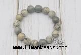 CGB6877 10mm, 12mm greeting pine jasper beaded bracelet with alloy pendant