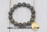 CGB6885 10mm, 12mm dragon blood jasper beaded bracelet with alloy pendant