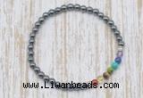 CGB7020 7 chakra 4mm hematite beaded meditation yoga bracelets