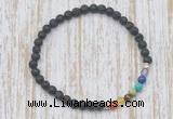 CGB7021 7 chakra 4mm black lava beaded meditation yoga bracelets