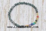 CGB7029 7 chakra 4mm moss agate beaded meditation yoga bracelets