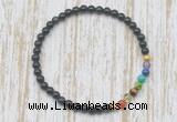 CGB7062 7 chakra 4mm black obsidian beaded meditation yoga bracelets