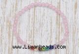 CGB7087 7 chakra 4mm rose quartz beaded meditation yoga bracelets