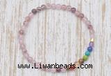 CGB7095 7 chakra 4mm strawberry quartz beaded meditation yoga bracelets