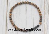 CGB7122 4mm yellow tiger eye & black onyx beaded meditation yoga bracelets