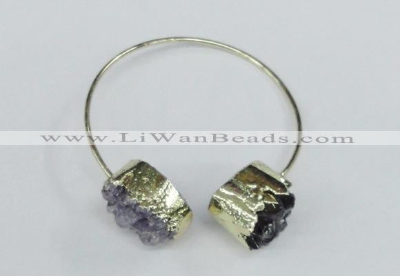 CGB721 15*20mm oval druzy amethyst gemstone bangles wholesale