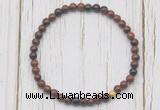 CGB7259 4mm tiny mahogany obsidian beaded meditation yoga bracelets