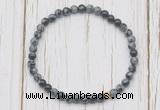 CGB7260 4mm tiny snowflake obsidian beaded meditation yoga bracelets