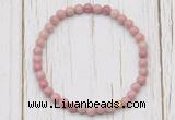 CGB7266 4mm tiny pink wooden fossil jasper beaded meditation yoga bracelets