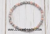 CGB7269 4mm tiny pink zebra jasper beaded meditation yoga bracelets