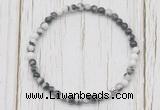 CGB7276 4mm tiny black & white jasper beaded meditation yoga bracelets