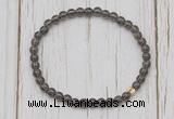 CGB7290 4mm tiny smoky quartz beaded meditation yoga bracelets