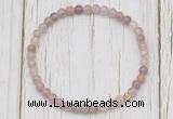 CGB7307 4mm tiny purple strawberry quartz beaded meditation yoga bracelets