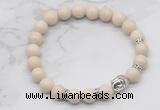 CGB7350 8mm white fossil jasper bracelet with buddha for men or women