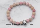 CGB7351 8mm pink wooden jasper bracelet with tiger head for men or women