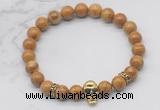 CGB7359 8mm wooden jasper bracelet with skull for men or women