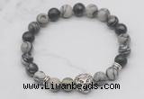 CGB7370 8mm black water jasper bracelet with lion head for men or women