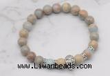 CGB7374 8mm serpentine jasper bracelet with skull for men or women