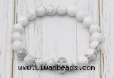 CGB7390 8mm white howlite bracelet with skull for men or women