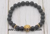 CGB7408 8mm black lava bracelet with lion head for men or women