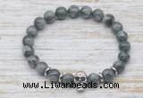 CGB7422 8mm eagle eye jasper bracelet with skull for men or women