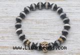 CGB7431 8mm Tibetan agate bracelet with skull for men or women