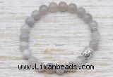 CGB7438 8mm grey banded agate bracelet with buddha for men or women